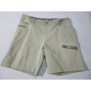Lululemon Shorts Mens 40 Green Stretch Mid Rise Logo Athletica Pockets Zip-Fly